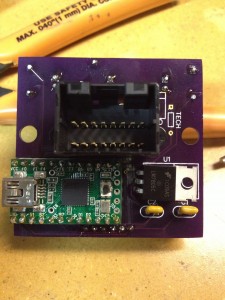 Back of v2.0 PCB board showing all components mounted
